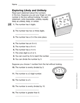 Exploring Likely and Unlikely Printable (4th Grade) - TeacherVision