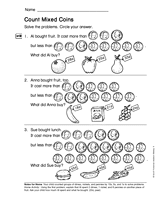 Count Mixed Coins (Gr. 1)
