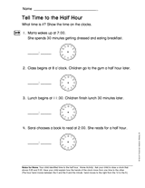 Tell Time to the Half Hour (Gr. 2)