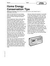 Math in Science: Home Energy Conservation Tips