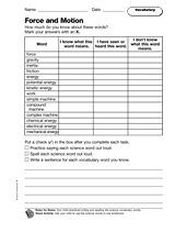 Force and Motion: Vocabulary