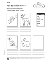 How Do Animals Move? Printable (1st Grade) - TeacherVision