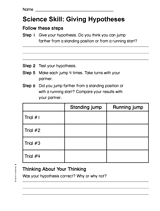 forming hypothesis worksheet