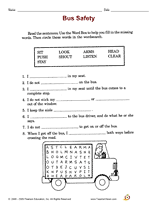 Bus Safety School Safety Printable 2nd Grade Teachervision