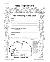 Zoo field trip worksheet