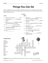 Preserving the Environment Crossword Puzzle