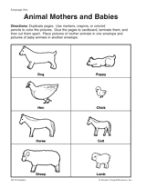Animal Mothers and Babies Printable (Pre-K - 1st Grade) - TeacherVision