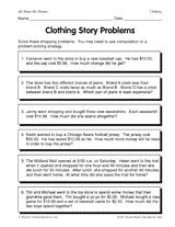 Clothing Story Problems