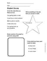 Student Survey 1 Printable (K - 2nd Grade) - TeacherVision