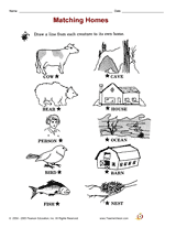 Matching Homes Printable (K - 1st Grade) - TeacherVision