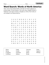 Word Search: Words of North America