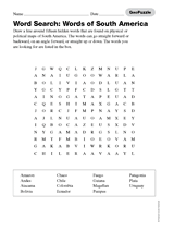 Word Search: Words of South America