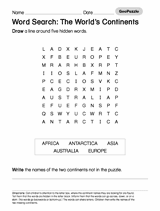 Word Search: The World's Continents