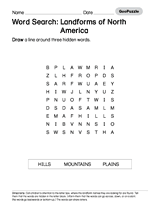 Word Search: Landforms of North America