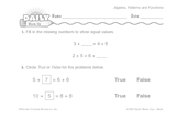 Math Warm-Up 258 for Gr. 1 & 2: Algebra, Patterns & Functions