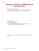Sequences, Series, and Mathematical Induction, Set 1