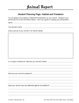 Animal Report PowerPoint Presentation: Student Planning Pages