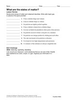 What Are the States of Matter? Worksheet