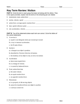 Physical Science Key Term Review: Motion