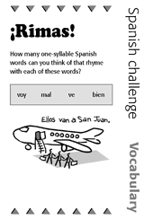 Spanish Vocabulary Challenge: Rhymes 2