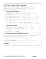 Plate Tectonics Key Term Review