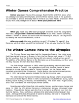 Winter Olympic Games Reading Comprehension Activity