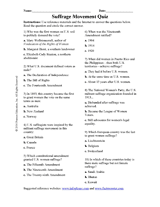 Suffrage Movement Quiz