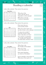 Reading a Calendar (Grade 2)