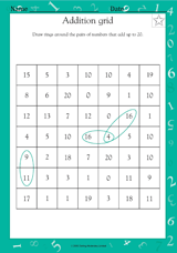 Addition Grid: Adding to 20