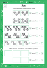 Sets of 2, 3, 4 & 5 - Math Practice Worksheet (Grade 1) - TeacherVision