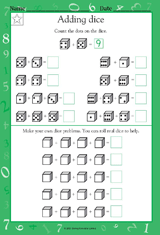 Adding Dice - Math Practice Worksheet (Grade 1) - TeacherVision