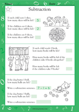 Subtraction Word Problems Worksheet (Grade 1) - TeacherVision