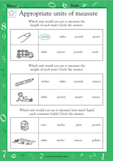 Appropriate Units of Measure (Grade 1)