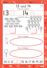 Write the Numbers 13 & 14 - Kindergarten Worksheet - TeacherVision