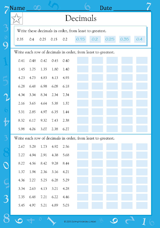 Ordering Decimals (Ascending & Descending)