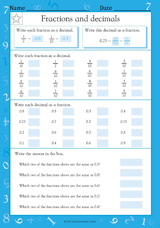 converting fractions and decimals worksheet grade 3 teachervision