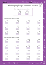 Multiplying Larger Numbers by 2, 3, 4, 5 & 6