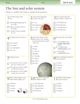 The Sun and Solar System Quiz