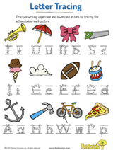 Trace the Letters for Trumpet, Umbrella, and More