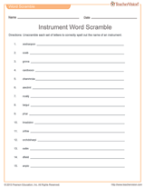 Instrument Word Scramble