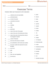 Kwanzaa Terms Matching Activity