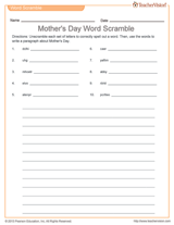 Mother's Day Word Scramble