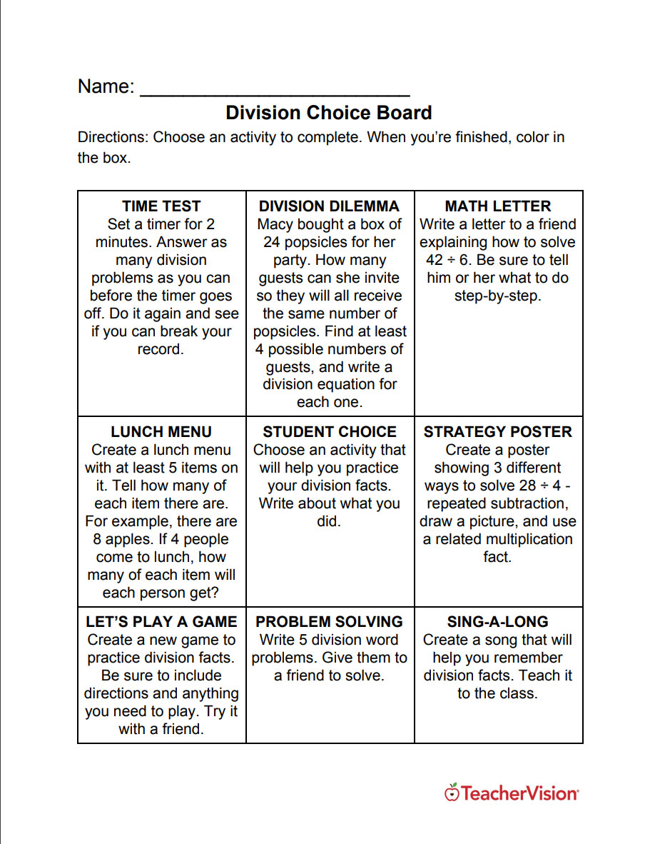 Six division activities 