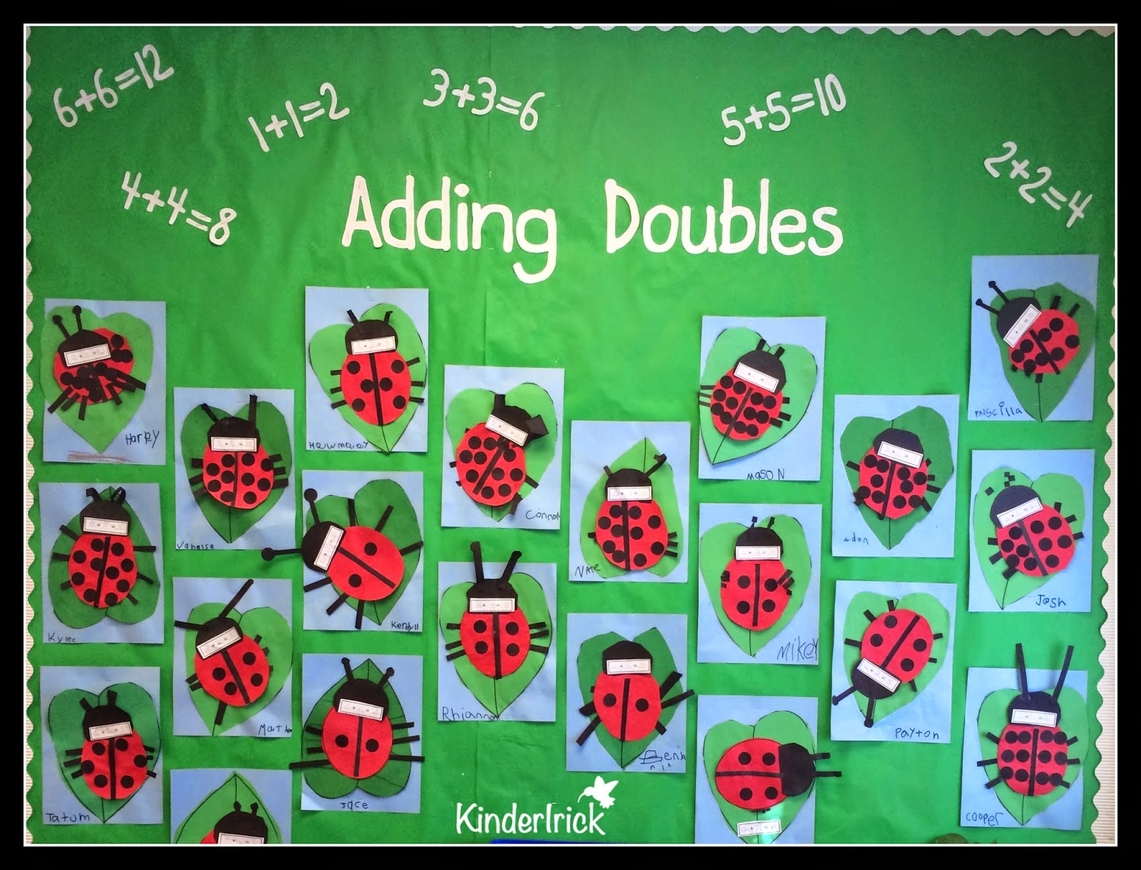 Adding Doubles with Ladybugs spring math bulletin board