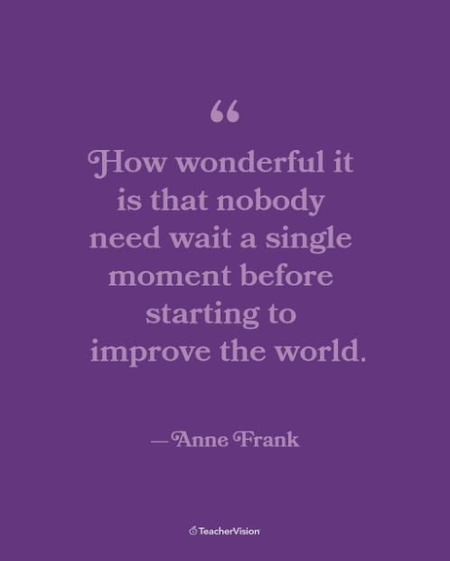 Anne Frank inspirational Women's History Month Poster