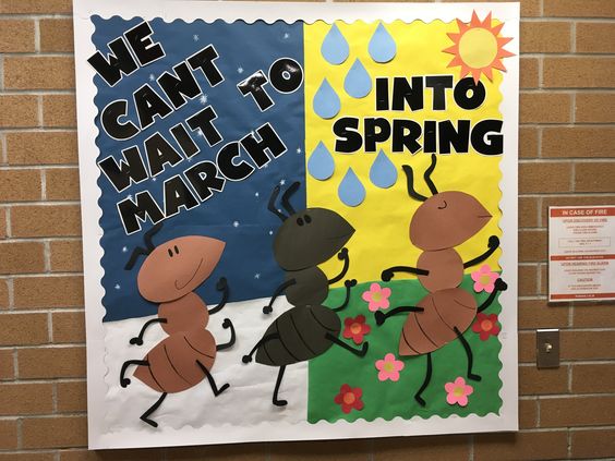 We Can't Wait To March Into Spring bulletin board