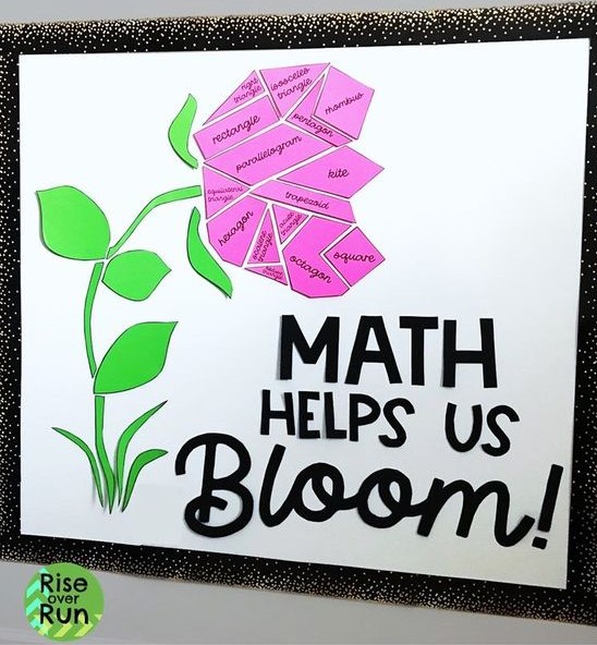 Math Helps Us Bloom bulletin board