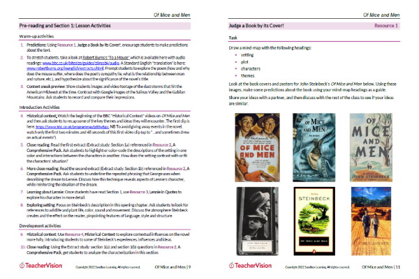 Of Mice and Men Teaching Unit Kit - Sample 2