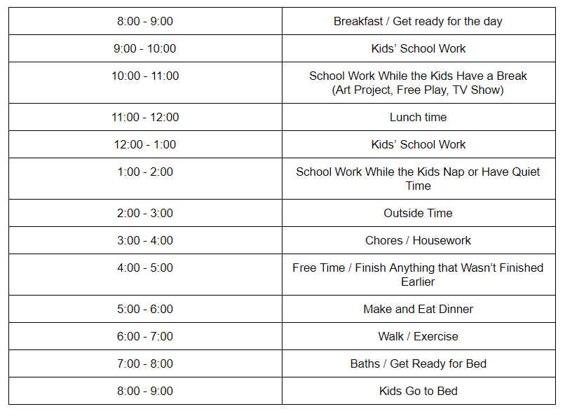 sample schedule for a homeschooling teacher