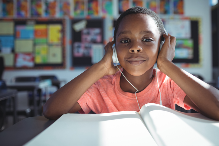 student listening to music